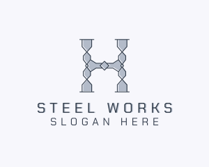 Steel - Industrial Steel Fabrication Letter H logo design