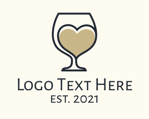 Glass - Heart Wine Glasses logo design