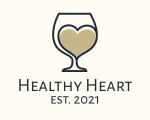 Heart Wine Glasses logo design