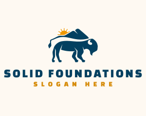 Cattle - Wild Bison Buffalo logo design