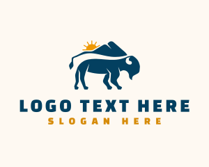 Outdoor - Wild Bison Buffalo logo design