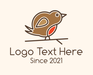 Sparrow - Perched Wren Bird logo design