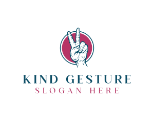 Gesture - Hand Peace Sign logo design