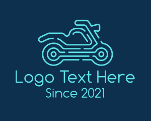 Motorcycle - Blue Motocross Outline logo design
