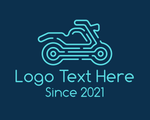 Biker - Blue Motocross Outline logo design