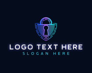 Shield Padlock Technology logo design