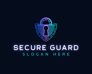 Shield Padlock Technology logo design