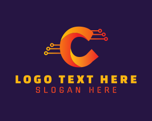 Mobile - Circuit Application Letter C logo design