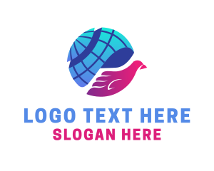 Messaging - Bird Hand Globe logo design