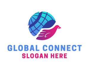 Bird Hand Globe logo design