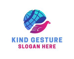 Gesture - Bird Hand Globe logo design