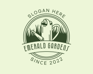 Gardening Grass Watering Can logo design