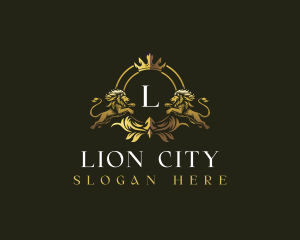 Shield Crown Lion  logo design