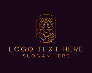 Panther - Gold Geometric Tiger logo design