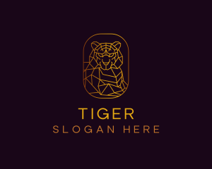 Gold Geometric Tiger logo design