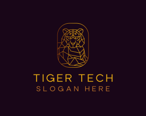 Gold Geometric Tiger logo design