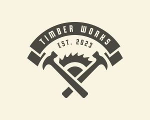 Logger - Carpentry Hammer Saw Blade logo design