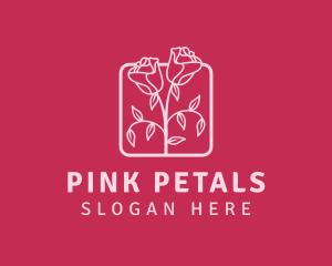 Pink Rose Flower logo design