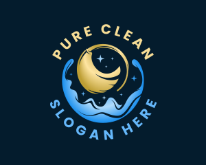 Sparkling Cleaning Broom logo design