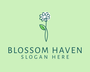 Flowering - Minimalist Leaf Flower logo design