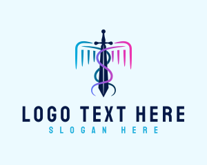 Medical - Caduceus Sword Medicine logo design