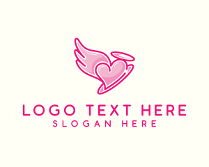 Angel - Heart Halo Wing logo design