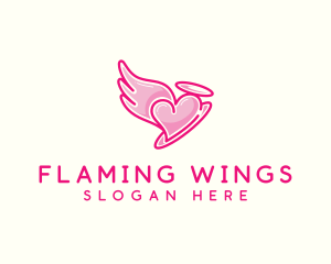 Wings - Heart Halo Wing logo design