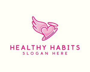 Heart Halo Wing logo design