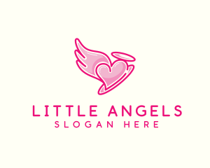 Heart Halo Wing logo design