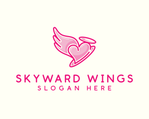 Heart Halo Wing logo design