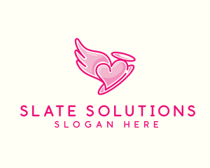 Heart Halo Wing logo design