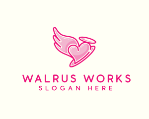 Heart Halo Wing logo design