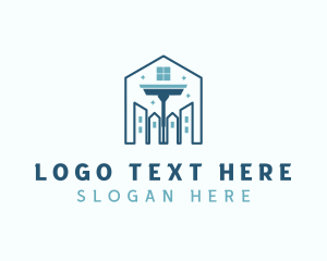 Clean - Cleaning Squeegee Building logo design
