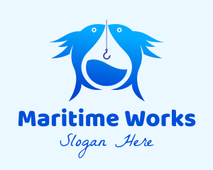 Marine Fishing Hook logo design