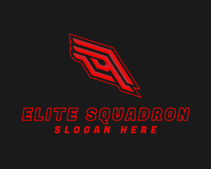 Squadron - Futuristic Wing Gaming logo design