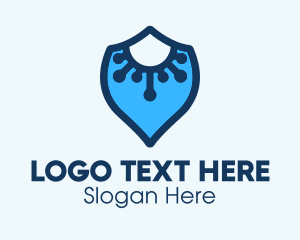 Pathogen - Blue Virus Defense Shield logo design