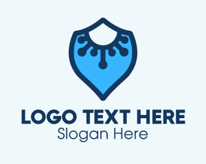 Microorganism - Blue Virus Defense Shield logo design
