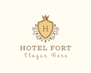 Shield Ornament Royal Hotel logo design