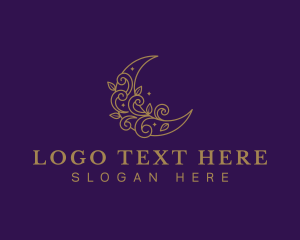 Spiritual - Crescent Floral Beauty logo design