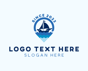 Location Pin - Sailing Boat Ocean Tourism logo design