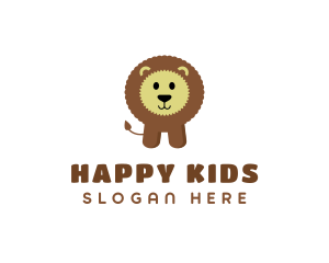 Cute Fluffy Kids Lion logo design