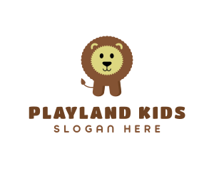 Cute Fluffy Kids Lion logo design