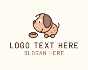 Eating - Cute Puppy Dog logo design