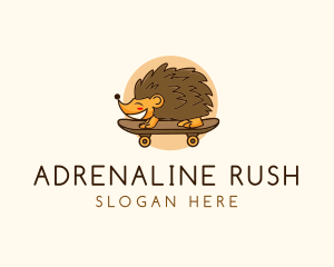 Hedgehog Skateboard Animal logo design