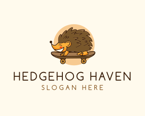 Hedgehog Skateboard Animal logo design