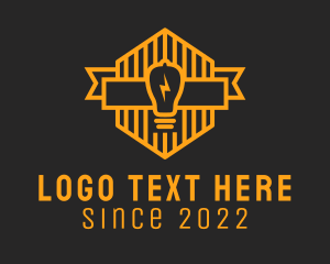 Flashlight - Gold Light Bulb Lamp logo design