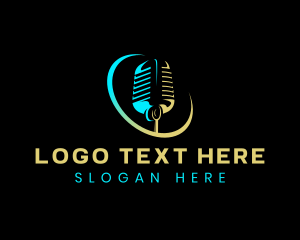 Podcast - Radio Broadcasting Microphone logo design