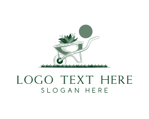 Lawn Care - Lawn Grass Wheelbarrow logo design