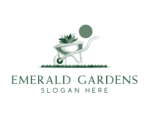 Lawn Grass Wheelbarrow logo design