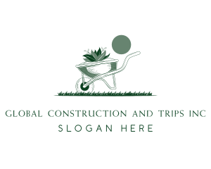 Landscaper - Lawn Grass Wheelbarrow logo design